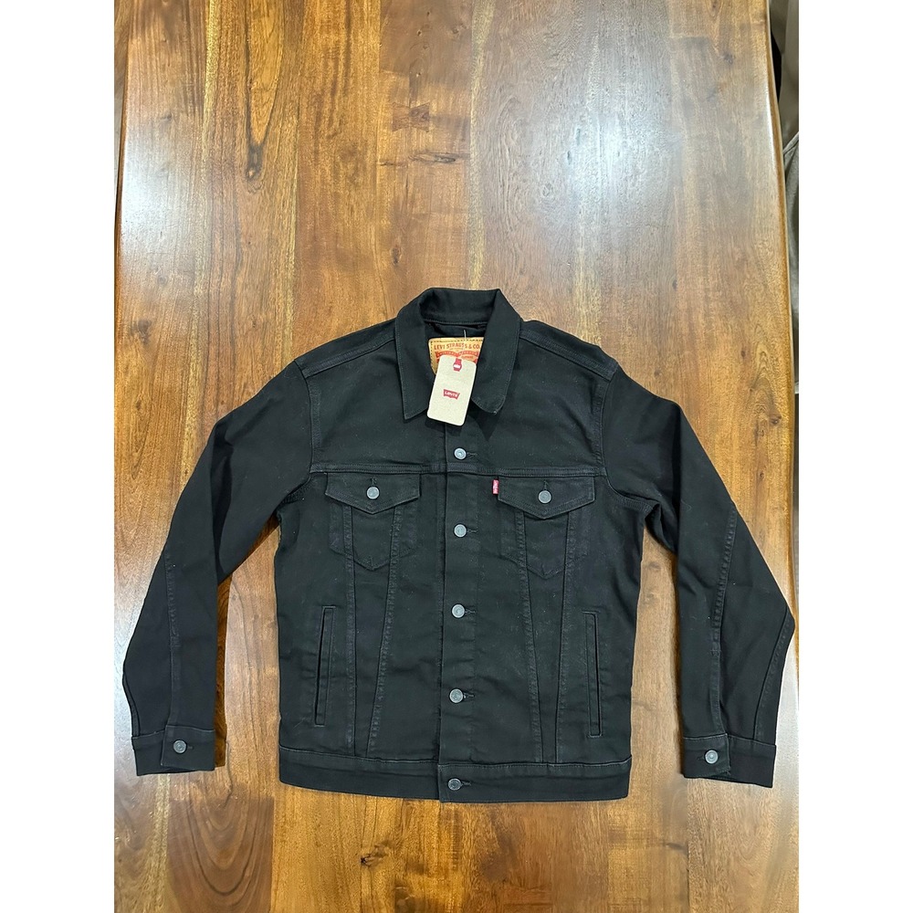 Levi's The Trucker Jacket Black Denim Stretch Button Up Size S NWT